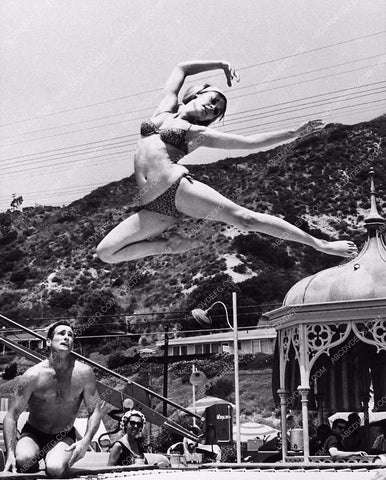 Sharon Tate in bikini trampolene practice film Don't Make Waves 779-32