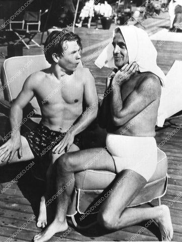 candid Mickey Rooney and Al Jolson clowning around by the swimming pool 791-22