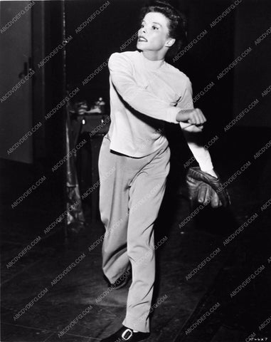 Katharine Hepburn working on curve ball behind the scenes Pat & Mike 856-35