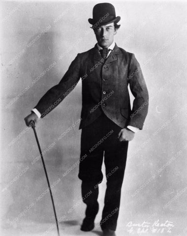 early Buster Keaton portrait with cane and bowler 919-02