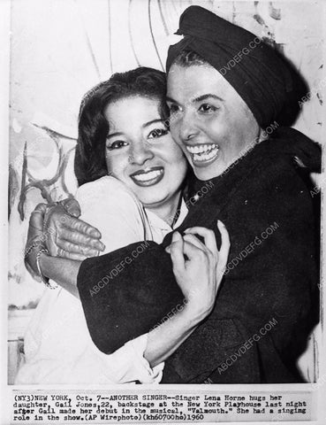 Lena Horne hugging her daughter Gail after stage debut in New York 1149-18