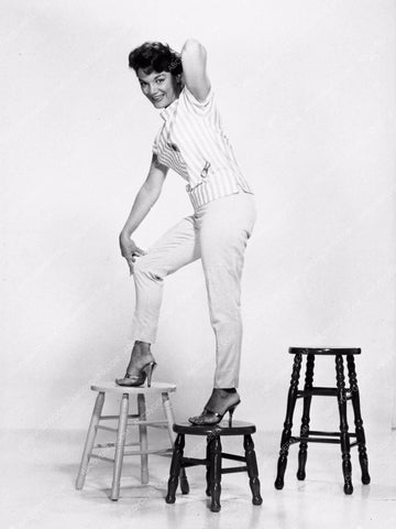 Connie Francis cute in high heels on stools 1189-16