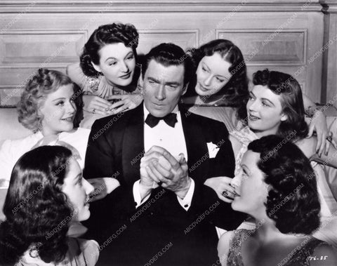 Walter Pidgeon and a bevy of beauties from Sky Murder film scene 1227-14
