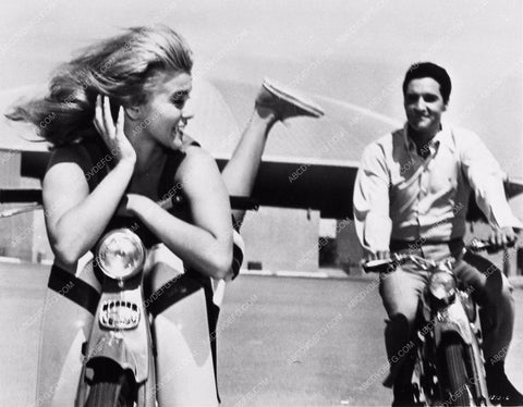 Ann-Margret and Elvis Presley on scooters and motorbike 1312-32