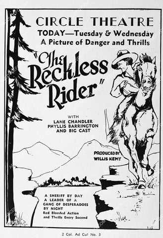ad slick Lane Chandler film The Reckless Rider 1331-30