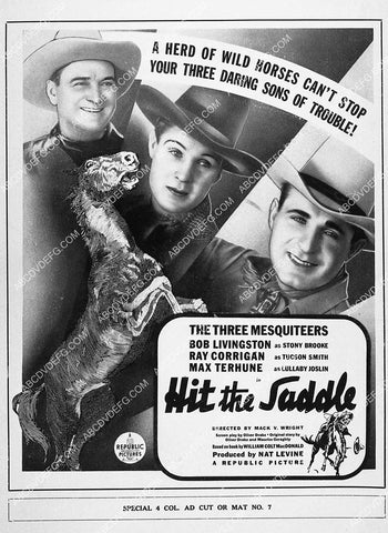 ad slick Robert Livingston Ray Corrigan Max Terhune film Hit the Saddle 1331-34
