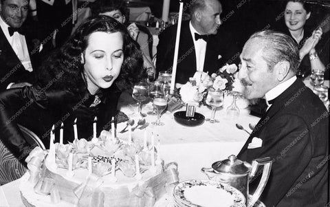 candid Hedy Lamarr birthday cake Adolphe Menjou Sam Goldwyn 1407-35