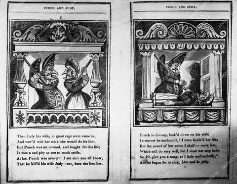 old time book of Punch and Judy illustration and poem 1601-01