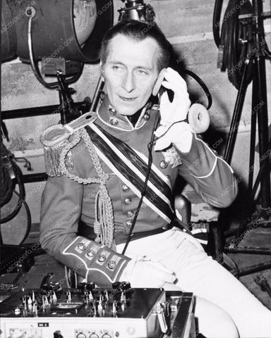 Peter Cushing playing with the sound equipment behind the scenes 1717-30