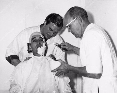 candid Christopher Lee in makeup chair for life mask 1734-20