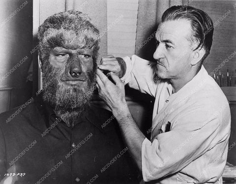 Jack Pierce makeup prep with Lon Chaney Jr. for the Wolfman 1737-28