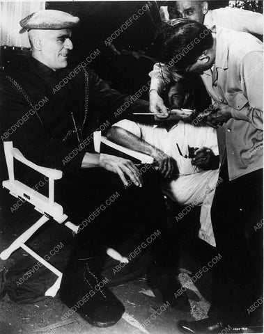 Boris Karloff gets makeup touch up on set film Tower of London 1987-16