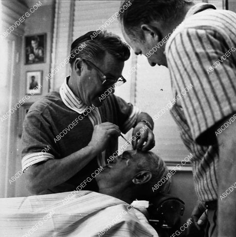 Boris Karloff in the makeup chair (Westmore brothers maybe) 2190-21