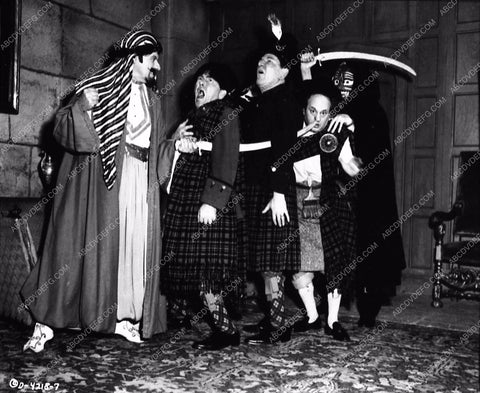 3 Stooges Moe Larry Shemp in kilts fighting bad guys 2192-13