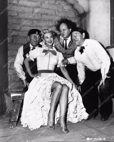 3 Stooges Moe Larry Shemp and barefoot cheesecake babe 2241-29