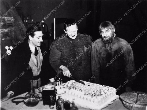 Boris Karloff Bela Lugosi Basil Rathbone and cake Son of Frankenstein 2298-06
