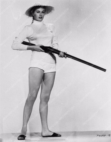 leggy cheesecake photo of Anita Ekberg with hunting shotgun babes & guns 2363-04