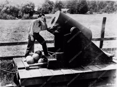 Buster Keaton checking the canon in The General silent film 2363-31