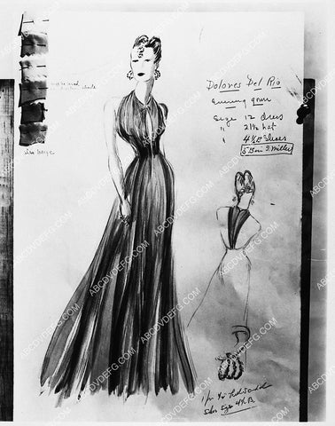 costume wardrobe sketch by Dryden for Dolores Del Rio unknown film 2379-29
