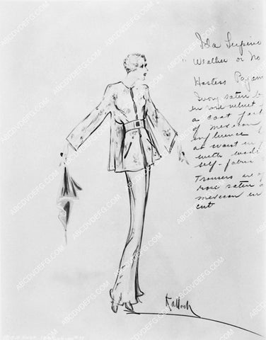 costume wardrobe sketch by Robert Kalloch for Ida Lupino unknown film 2379-32