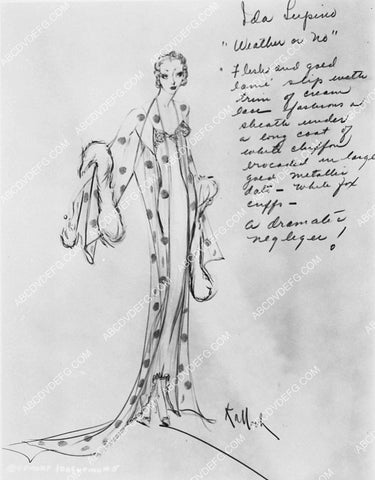 costume wardrobe sketch by Robert Kalloch for Ida Lupino unknown film 2379-33