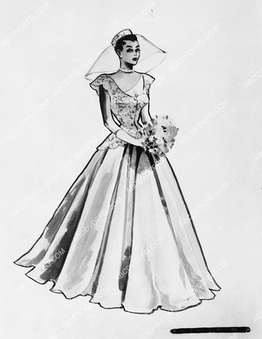 costume wardrobe sketch by Jean Louis for Ginger Rogers film It Had to Be You 2380-05