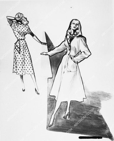 costume wardrobe sketch by Jean Louis for Ginger Rogers film It Had to Be You 2380-08