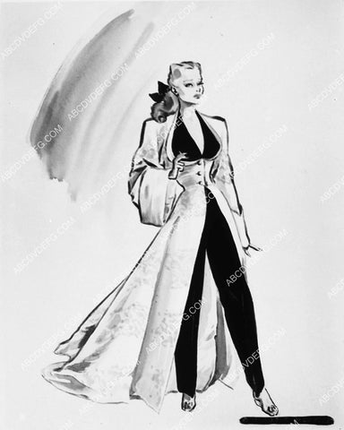 costume wardrobe sketch by Jean Louis for Ginger Rogers film It Had to Be You 2380-09