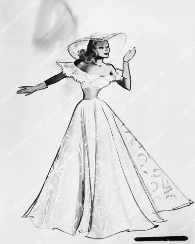 costume wardrobe sketch by Jean Louis for Ginger Rogers film It Had to Be You 2380-11