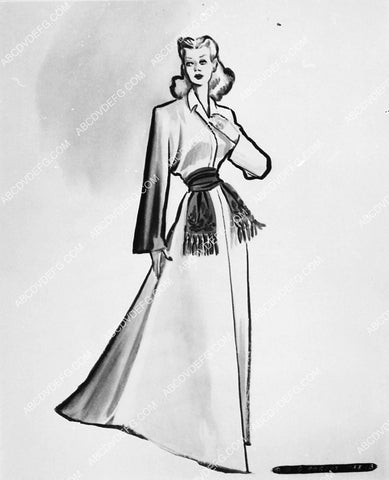 costume wardrobe sketch by Jean Louis for Ginger Rogers film It Had to Be You 2380-12
