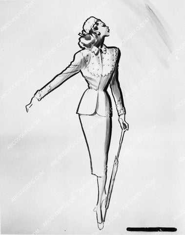 costume wardrobe sketch by Jean Louis for Ginger Rogers film It Had to Be You 2380-15