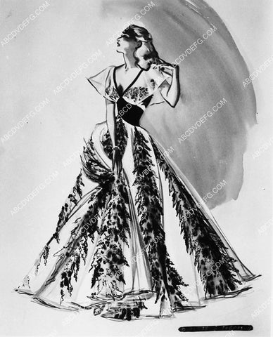 costume wardrobe sketch by Jean Louis for Ginger Rogers film It Had to Be You 2380-16