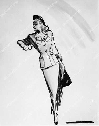 costume wardrobe sketch by Jean Louis for Ginger Rogers film It Had to Be You 2380-17