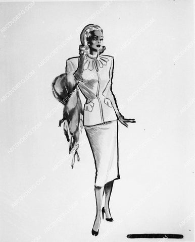 costume wardrobe sketch by Jean Louis for Ginger Rogers film It Had to Be You 2380-18