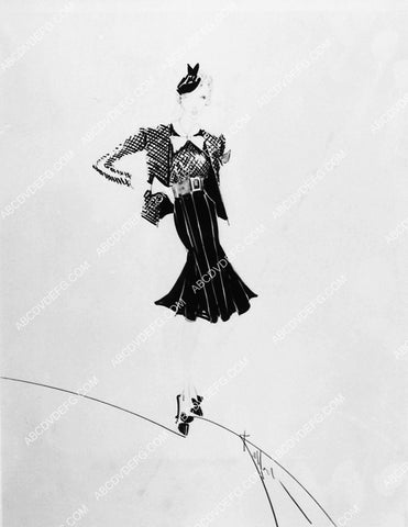 costume wardrobe sketch by Robert Kalloch for Penny Singleton film Blondie Has Servant Trouble 2380-19