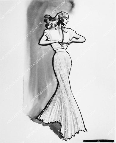 costume wardrobe sketch by Jean Louis for Ginger Rogers film It Had to Be You 2380-21