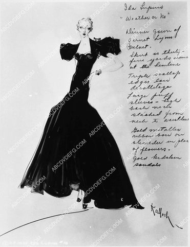 costume wardrobe sketch by Robert Kalloch for Ida Lupino film Let's Get Married 2380-23