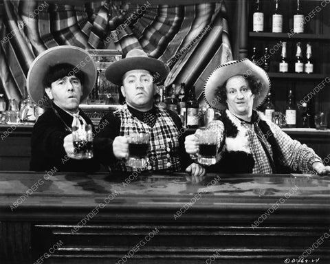 3 Stooges Moe Larry Curly drinking beer at the bar short film Yes We Have No Bonanza 2528-15