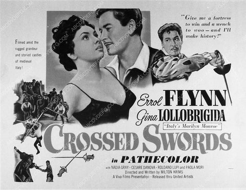 ad slick Errol Flynn Gina Lollobrigida film Crossed Swords 2528-24