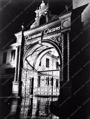 historic Los Angeles Paramount Studios front gate at night 2578-35