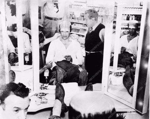 Boris Karloff gets his eye makeup done by Classic Horror Artist Jack Pierce 2707-15