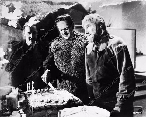 Boris Karloff birthday on set Son of Frankenstein w Rowland V. Lee Bela Lugosi 2707-26