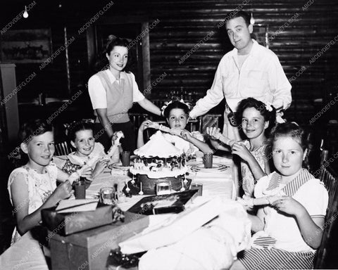 candid Margaret O'Brien & friends w birthday cake behind the scenes 2715-17