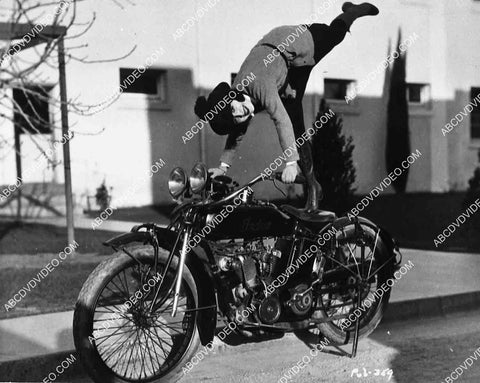2959-026 Mabel Normand standing on her new vintage Harley Davidson Indian motorcycle 2959-026