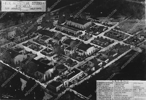 historic Los Angeles Hollywood 1930 Fox Movietone Studio map and legend 3033-07