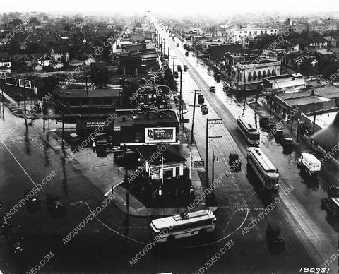 historic Los Angeles Hollywood street scene intersection Sunset & Hollywood 3063-21