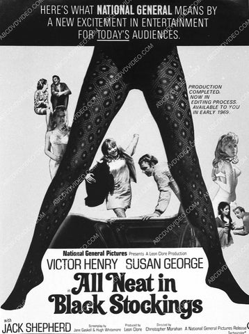 ad slick Susan George film All Neat in Black Stockings 3197-01