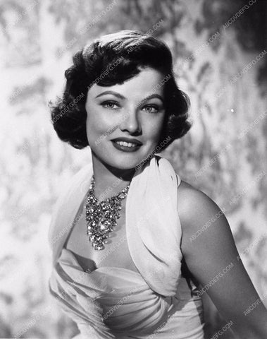 Gene Tierney beautiful portrait in white dress and diamonds 3444-02