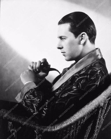 Ben Lyon profile portrait in smoking jacket with pipe 3444-23