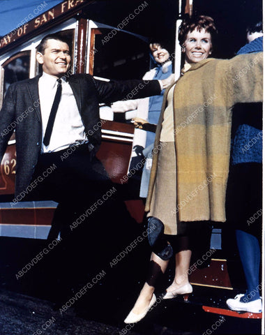 Judy Carne on San Francisco street car 35m-1114